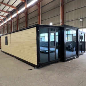 Maison extensible de 9 mètres (30 pieds) en briques jaunes avec terrasse